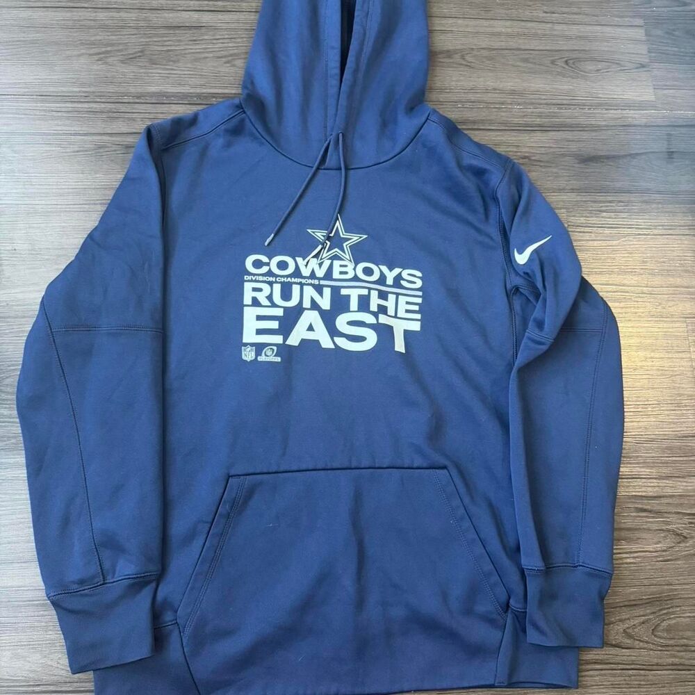 Nike Dallas Cowboys “Run The East” navy blue hoodie Dri-Fit Size Large